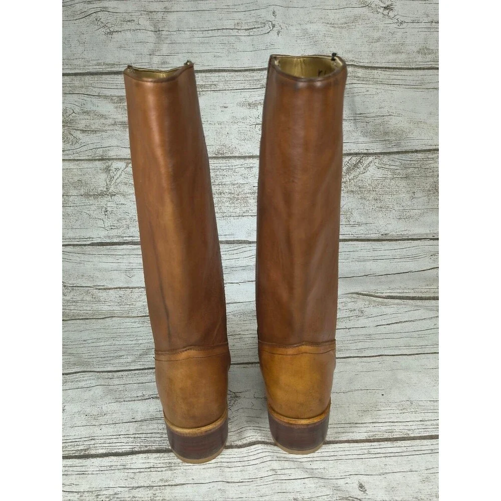 Vintage Double H Campus Boots Congac Brown Leather Women Size 6
